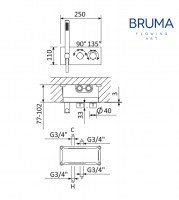 MEDIDAS TERMOSTATICA DUCHA EMPOTRADA LEAF BRUMA